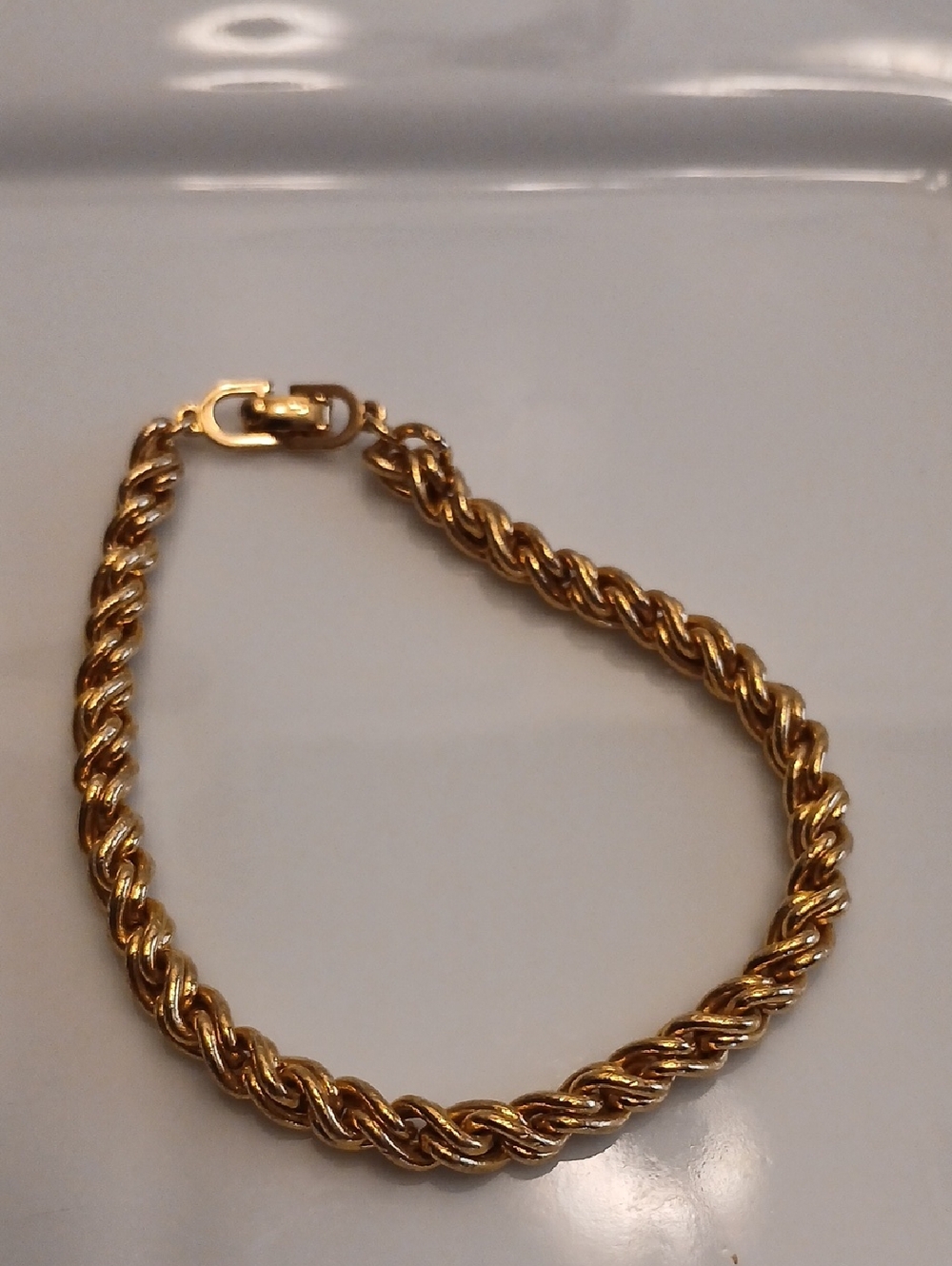 Christian Dior Gold Plated Spiral Chain Bracelet 7.25 C O A - Picture 6 of 12